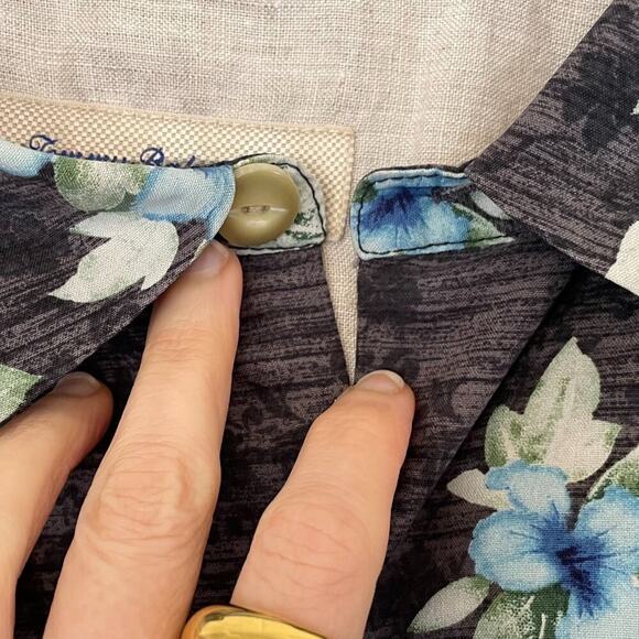 Tommy Bahama Silk Floral Tropical Hawaiian Button Down Short Sleeve Shirt, XL - Picture 6 of 11